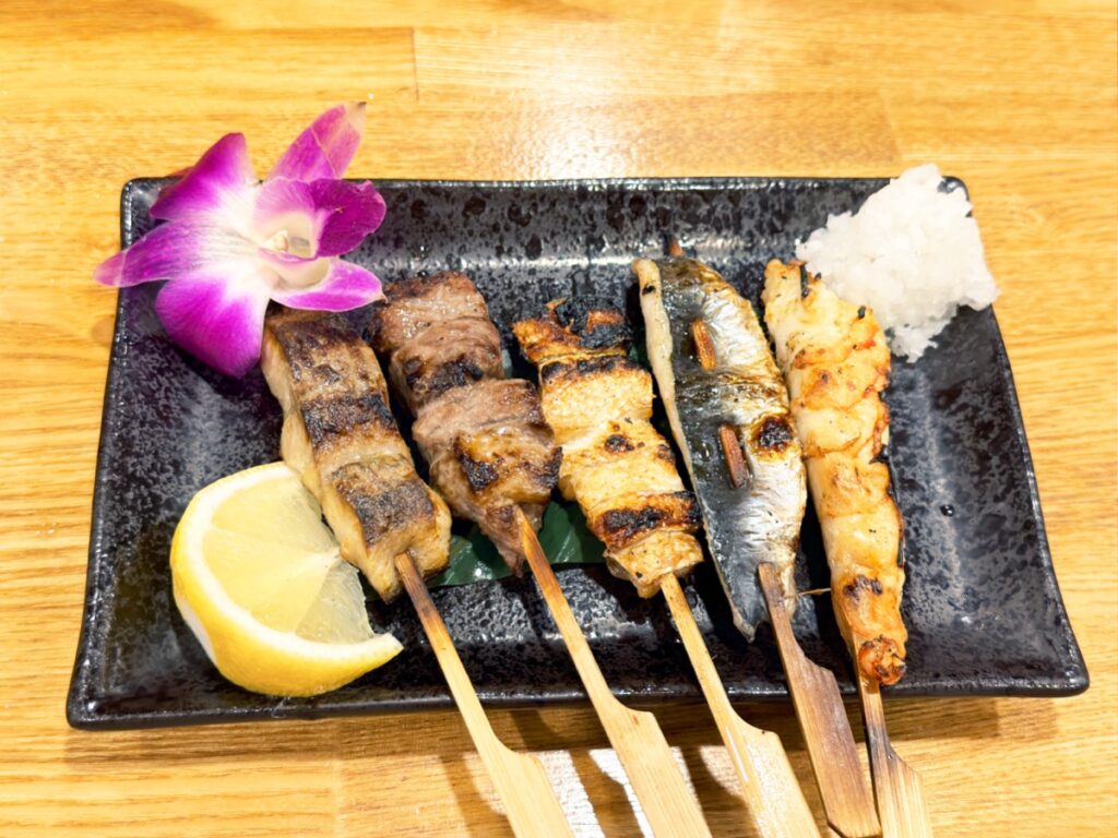 まつりやの海鮮串焼き五種盛り